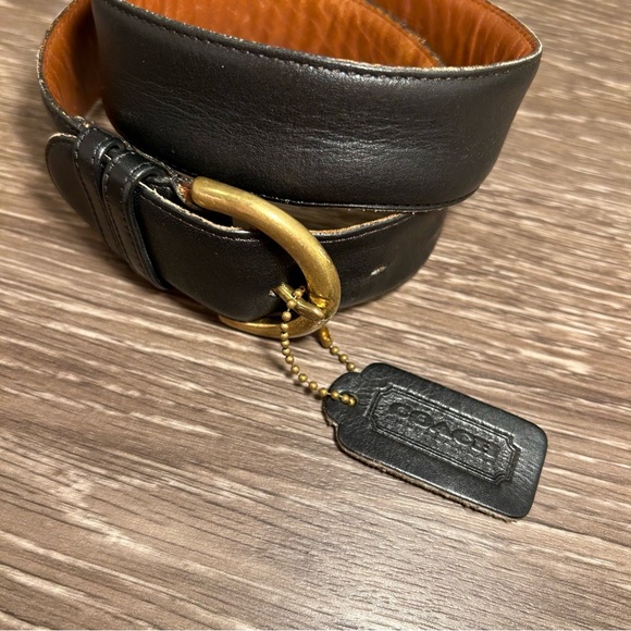 SOLD Vintage COACH Black Leather Belt with Solid Brass Buckle, Size Small - Picture 2 of 7